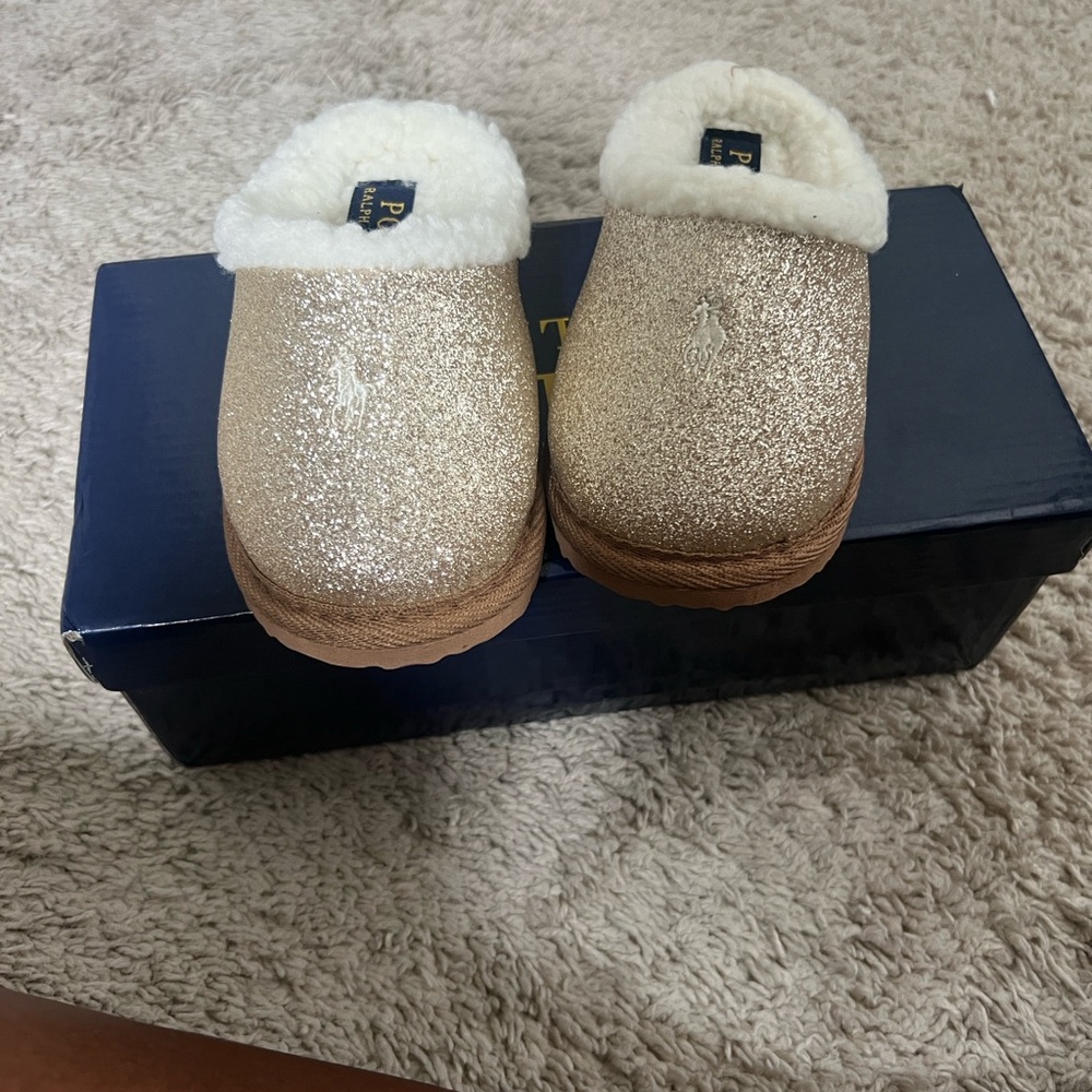 Ralph Lauren Sparkling Gold Slippers